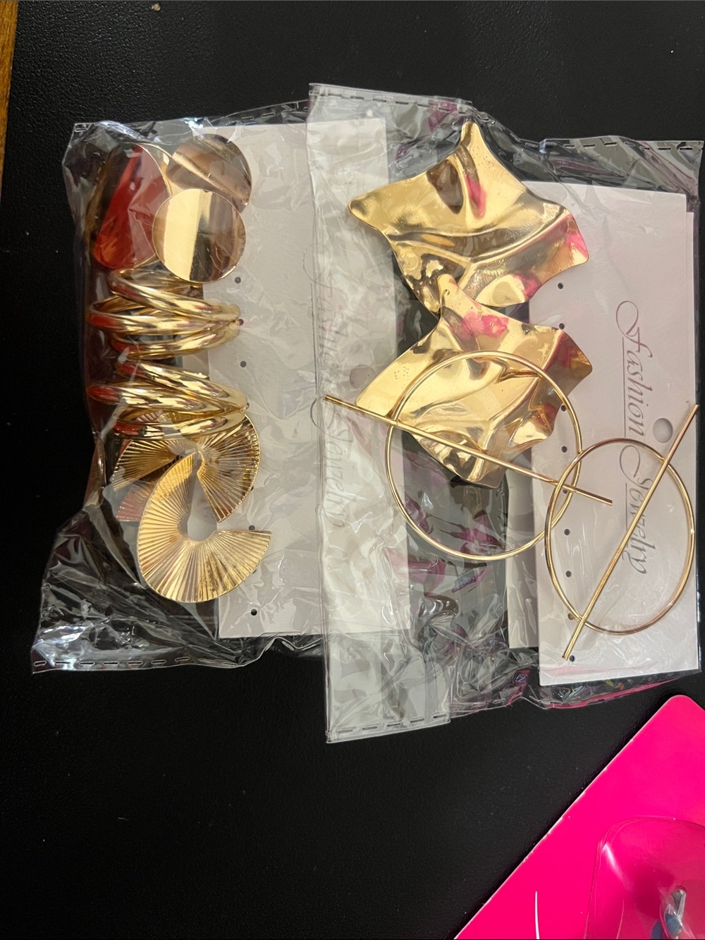 Fashion Jewelry Gold-Tone Mixed Hoop & Sculpted Clip Earring Set